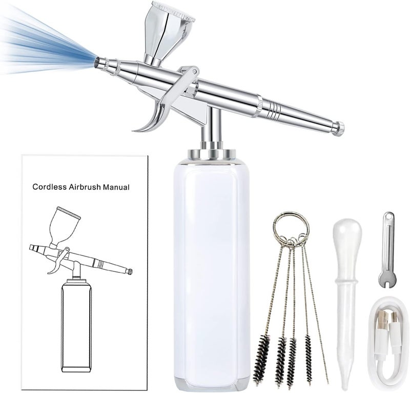 I-BEAUTEE high air Flow Cordless Airbrush Kit, Wireless Portable Air Brush Compressor, Rechargeable Mini Air Brush, Handheld Airbrush Gun for Barber, Model Painting, Nail Art, Makeup, Tattoo (White) - Image 4
